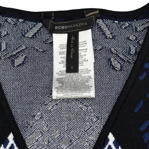 BCBGMAXAZRIA Women's Gari Gradient Geometric Jacquard Dress Black Combo Sz Small - Picture 4 of 7